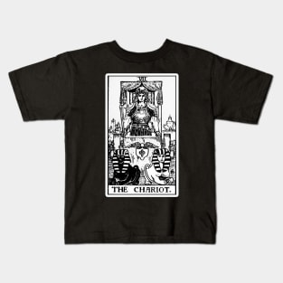 VII. The Chariot Tarot Card | Black and white Kids T-Shirt